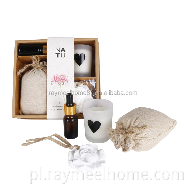 70 g świeca zapachowa i 10 ml oleju w naturalnej czarnej butelce dyfuzora trzcinowego z pachnącą saszetką